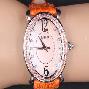 Orange Sapphire Diamond 1.90 Tcw Luxury Watch